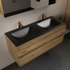 Mondiaz AIVY Ensemble de meuble - 120x45x50cm - 2 trous de robinet - 2 vasques Urban Solid surface - Gauche et droite - 2 tiroirs - avec armoire de toilette - Melamine Chai SW892187