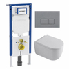 QeramiQ Dely Swirl Toiletset - 36.3x51.7cm - Geberit UP720 Duofix Sigma inbouwreservoir - 35mm zitting - bedieningsplaat licht grijs - rechthoekige knoppen - glans wit SW1413170