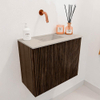 Mondiaz JOYA-DLUX 50cm toiletmeubel - kleur Walnut - Wastafel FAYE positie Links Zonder kraangat kleur Opalo. SW1422577