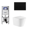 QeramiQ Dely Toiletset - 36.3x51.7cm - diepspoel - rimless - Geberit UP320 inbouwreservoir - met Burda frame - softclose toilet zitting 35 mm - metaal mat zwarte bedieningsplaat - ronde knoppen - wit glans SW1222083