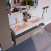 Mondiaz ALAN-DLUX Ensemble de meuble - 130cm - meuble Smoke mat - 2 tiroirs - Lavabo Cloud Glace suspendu - vasque Gauche et droite - 2 trous de robinet SW804870