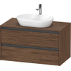 Duravit Ketho.2 Wastafelonderbouwkast - inclusief consoleplaat - met 2 laden - 100x55x56.8cm - met handgrepen antraciet - donker noten mat SW772688