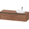 Duravit Ketho.2 Wastafelonderbouwkast - inclusief consoleplaat - met 2 laden - voor waskom rechts - 160x55x45.9cm - met handgrepen antraciet - noten mat SW771775