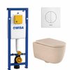 QeramiQ Dely Swirl Pack WC - 36.5x53cm - réservoir encastré Wisa XS - abattant 35mm - plaque de commande blanche - boutons ronds - beige SW1138604