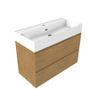 Saniclass Holz Pure Badkamermeubelset - 100x45x72cm - Legend keramische wastafel mat wit - 1 wasbak - 1 kraangat - 2 lades - mat eiken natural (hout) SW1580157