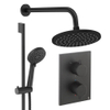 Crosswater MPRO ensemble de douche pluie encastré – douche de tête Ø 20 cm – douchette ronde – 2 leviers – noir mat SW1472544