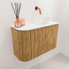Mondiaz JOYA 61.6cm toiletmeubel - ronding links kleur Oak - Wastafel FAYE positie Rechts Zonder kraangat kleur Talc. SW1421131