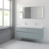 Bruynzeel Pinto badmeubelset 65.3x150x46cm 2 kraangaten 2 wasbakken 4 lades met spiegel met softclose composite fjord groen SW384803 Bruynzeel Pinto badmeubelset 65.3x150x46cm 2 kraangaten 2 wasbakken 4 lades met spiegel met softclose composite fjord groen SW384803