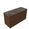 Saniclass Holz Pure Badkamermeubelset - 120x45x63cm - Noche natuurstenen topblad dark emperador - 2 kraangaten - 4 lades - mat walnut pure (hout) SW1478325