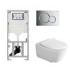Villeroy & Boch Subway 2.0 inbouwset - met diepspoel wandcloset directflush slimseat zitting afdekplaat verchroomd - glans wit SW105542