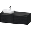 Duravit ketho 2 meuble sous lavabo avec plaque console et 2 tiroirs pour lavabo à gauche 140x55x45.9cm avec poignées chêne anthracite noir mat SW772831