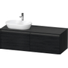 Duravit Ketho.2 Wastafelonderbouwkast - inclusief consoleplaat - met 2 laden - voor waskom links - 140x55x45.9cm - met handgrepen antraciet - eiken zwart mat SW772831