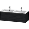Duravit Ketho.2 Wastafelonderbouwkast - met 1 lade - voor dubbele wastafel - 128x48x44cm - met greep antraciet - eiken zwart mat SW772301