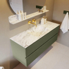 Mondiaz VICA-DLUX ensemble de meuble de salle de bain - 130cm - meuble sous-vasque armée - 2 tiroirs - lavabo encastré nuage milieu - sans trous de robinet - version haute de 60cm - glace SW1088101