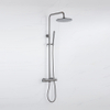 Fortifura Calvi Regendoucheset - thermostatisch - 30cm - hoofddouche - metalen slang - staaf handdouche - PVD - geborsteld gunmetal (antraciet) SW1204433