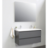 Adema Bella onderkast met acryl wastafel 2 kraangaten met spiegel 100x55x46cm Antraciet mat SW398143 Adema Bella onderkast met acryl wastafel 2 kraangaten met spiegel 100x55x46cm Antraciet mat SW398143