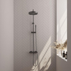 BRAUER Stripe Opbouw Thermostatische Regendouche - SET 01 - 25cm hoofddouche - staaf handdouche - doucheslang - gunmetal geborsteld PVD SW1434974
