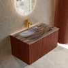 MONDIAZ KURVE-DLUX 80cm badmeubel kleur Ruby met 1 lade en 0 deuren. Wastafel BIG SMALL Midden 1 kraangat Sombra. SW1433938