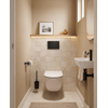 Pack WC QeramiQ Dely Swirl Compact - réservoir encastrable Geberit UP320 - avec bâti-support Burda - abattant 25 mm - plaque de commande en métal noir mat - boutons rectangulaires - blanc brillant SW1592322