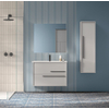 Saniclass Prime Essential Meuble de salle de bain - 80x55x46cm - 1 vasque ovale blanc - 1 trou de robinet - 2 tiroirs - miroir rectangulaire - mat greige (gris) SW925099