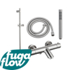 FugaFlow Eccelente Sobrado Badkamer badkraan met glijstangset met staafhanddouche, metalen doucheslang geborsteld RVS PVD - Black Friday - SW1124011