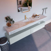 Mondiaz ALAN-DLUX Ensemble de meuble - 200cm - meuble Clay mat - 2 tiroirs - Lavabo Cloud Frappe suspendu - vasque Centre - 1 trou de robinet SW804849