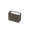 INK Wastafelonderkast - 90x45x65cm - 2 lades - greeploos - MDF lak - Mat taupe SW693263