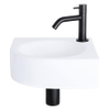Differnz Cleo kit lave-mains - 30x30x10cm - quart de rond - 1 trou de robinet - robinet courbé noir mat - céramique blanche SW373125