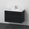 Duravit D-neo Meubelset - met wastafelonderbouwkast - met 2 laden - met softclose - 100x20x48cm - inclusief wastafel - zwart eiken mat SW642217