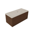 Saniclass Holz Frame Badkamermeubelset - 100x45x43cm - Travertine natuurstenen topblad - zonder kraangat - 1 lade - mat walnut pure (hout) SW1478865