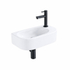QeramiQ Fuente fonteinset – halfrond – 40x21.5x12 cm – keramiek wit mat – kraangat rechts – mat zwarte kraan SW1232794