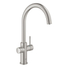GROHE Blue Home Keukenkraan - C-uitloop - 1-gats - filterfunctie - plat licht en bruisend water - supersteel SW228368