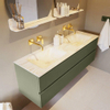 Mondiaz VICA-DLUX ensemble de meuble de salle de bain - 150cm - meuble sous-vasque armée - 2 tiroirs - lavabo encastré nuage double - sans trous de robinet - version haute de 60cm - ostra SW1087065