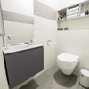 MONDIAZ OLAN Toiletmeubel 60x30x40cm met 1 kraangaten 1 lades dark grey mat Wastafel Lex links Solid Surface Wit SW473261