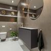 MONDIAZ TURE Toiletmeubel 120x23x50cm met 0 kraangaten 2 deuren dark grey mat Wastafel Eden midden Solid Surface Wit SW474942