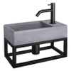Differnz Force kit lave-mains - 40x22x8cm - Rectangulaire - 1 trou de robinet - Robinet courbé noir mat - avec cadre noir - Gris béton SW373281