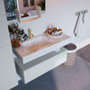 Mondiaz ALAN-DLUX Ensemble de meuble - 100cm - meuble Clay mat - 1 tiroir - Lavabo Cloud Frappe suspendu - vasque Gauche - 1 trou de robinet SW804828