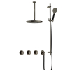 Hotbath Cobber IBS70 Regendoucheset - inbouw - 30cm plafondarm - 30cm ronde hoofddouche - 3 standen handdouche - glijstang - mat/glans verouderd ijzer (zwart) SW677644