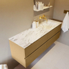 Mondiaz VICA-DLUX ensemble de meuble de salle de bain - 150cm - meuble sous-vasque oro - 4 tiroirs - lavabo encastré cloud droite - sans trous de robinet - version haute de 60cm - glace SW1088235