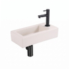 QeramiQ Fuente Lavabo pour WC - 38x18.5x9 cm - ceramique - trou de robinet de Lavabo pour WC a droite - robinet de Lavabo pour WC noir mat - siphon bas - bonde - lin SW1582108