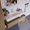 Mondiaz ALAN-DLUX Ensemble de meuble - 110cm - meuble Oro mat - 1 tiroir - Lavabo Cloud Opalo suspendu - vasque Centre - 1 trou de robinet SW806986