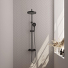 BRAUER Stripe Douche de tête thermostatique en applique - SET 02 - Douche de tête 25cm - Douchette à main 3 positions - Flexible de douche - noir mat SW1435114