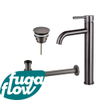 FugaFlow Eccelente Sobrado Kit mitigeur lavabo - robinet rehaussé - bonde non-obturable - siphon design bas - PVD Gunmetal SW1124180