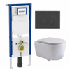 QeramiQ Dely Swirl Toiletset - 36.3x51.7cm - Geberit UP720 Duofix Sigma inbouwreservoir - slim zitting - bedieningsplaat mat antraciet - ronde knoppen - mat wit SW1413165