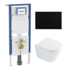 QeramiQ Dely Toiletset - 36.3x51.7cm - diepspoel - rimless - Geberit UP720 inbouwreservoir - softclose toilet zitting - 35mm - kunstof mat zwarte bedieningsplaat - rechthoekige knoppen - met Burda frame - glans wit SW1428172