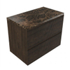 Saniclass Holz Atelier Badkamermeubelset - 80x45x63cm - Noche natuurstenen topblad dark emperador - 1 kraangat - 2 lades - mat eiken charcoal (hout) SW1478266
