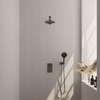 Brauer Gunmetal Edition Ensemble de douche de tête encastré - douche de tête 20cm - bouton lisse - douchette ronde 3 jets - PVD - gunmetal brossé SW715891