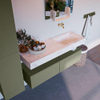 Mondiaz ALAN-DLUX Ensemble de meuble - 130cm - meuble Army mat - 2 tiroirs - Lavabo Cloud Ostra suspendu - vasque Droite - 0 trous de robinet SW807663