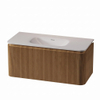 Royal Plaza Terra Edge Ensemble meuble de salle de bains - 100x44.7x46cm - vasque en solid surface blanc mat - 1 vasque - sans trou de robinet - 2 tiroirs - sandwood (chêne clair) SW1471914