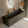 Mondiaz KURVE Ensemble de meubles de salle de bains - 145x46x40cm - 1 tiroir - 1 porte - lavabo solid surface - gauche - 2 trous de robinet - Shadow SW1414271